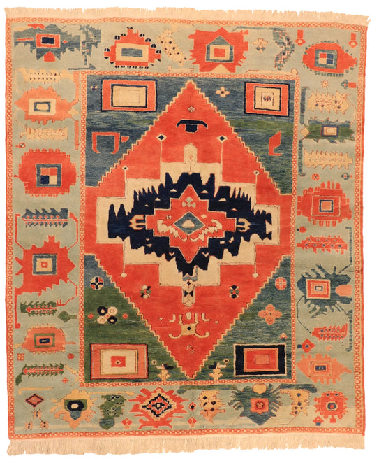 6x9 - Serapie Wool Medallion Rectangle - Hand Knotted Rug — 63502