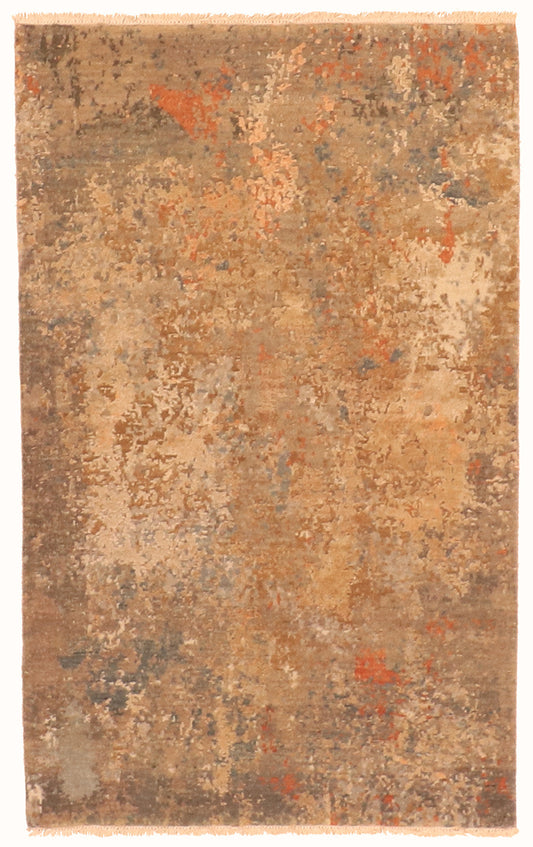 3x5 - Modern Fine/Silk/Wool All Over Rectangle - Hand Knotted Rug