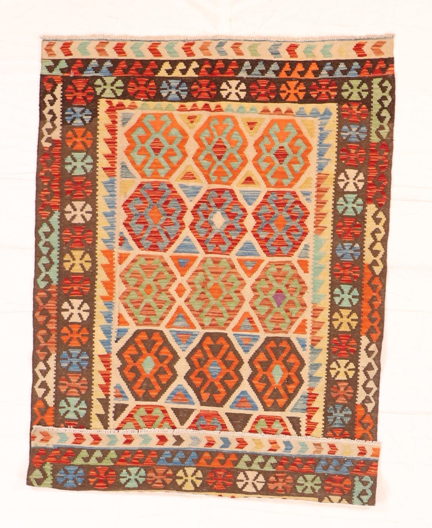 4x6 - Kilim Fine Wool All Over Rectangle - Hand Knotted Rug