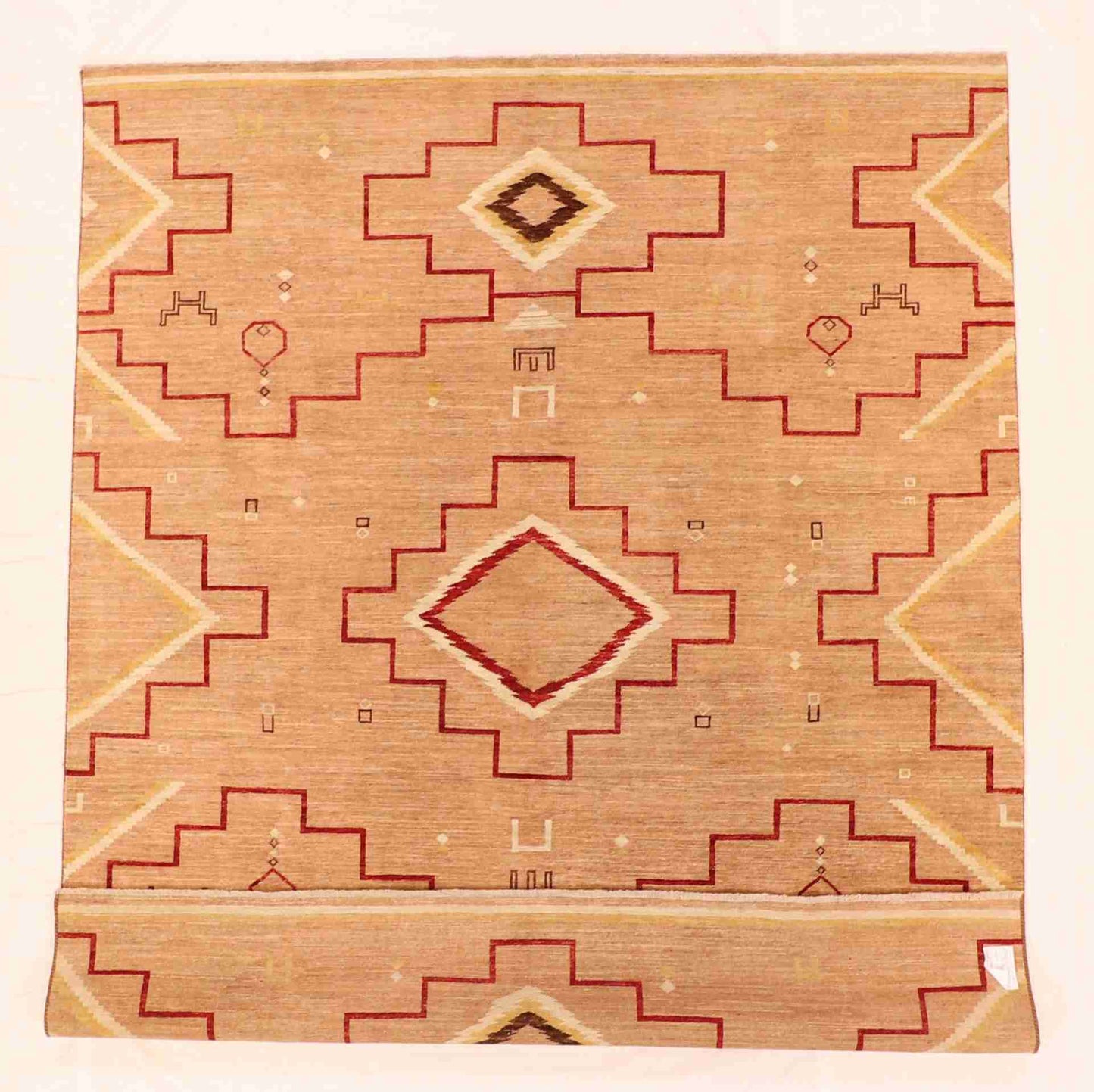 W 8.2 - L 9.9 - Mountain Modern Wool Western Rectangle - Finest Hand-Knotted Quality Wool - 63911