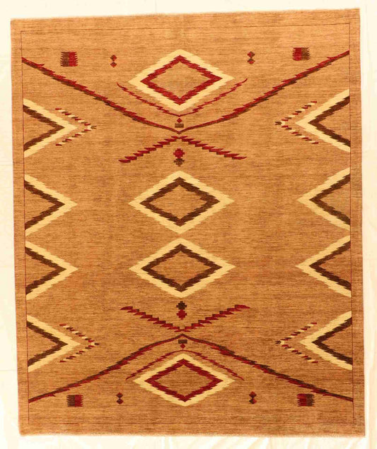 W 8.2 - L 9.11 - Mountain Modern Wool Western Rectangle - Finest Hand-Knotted Quality Wool - 63924