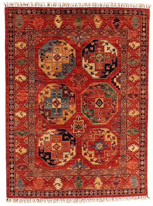 5x7 - Tekeh Fine Geometric Rectangle - Hand Knotted Rug