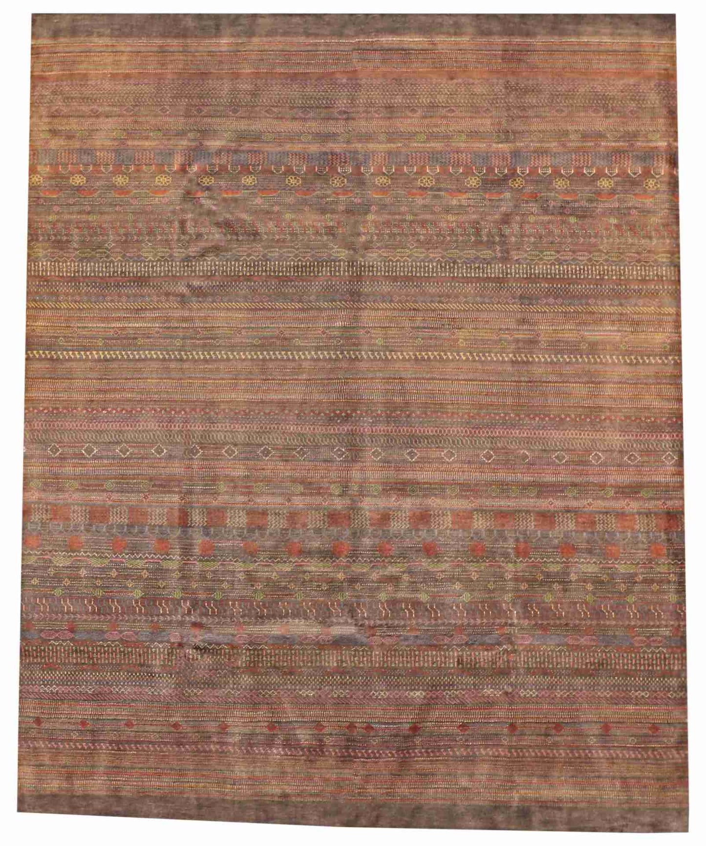 W 8.6 - L 10 - Gabbeh Wool Contemporary Rectangle - Finest Hand-Knotted Quality Wool - 63984