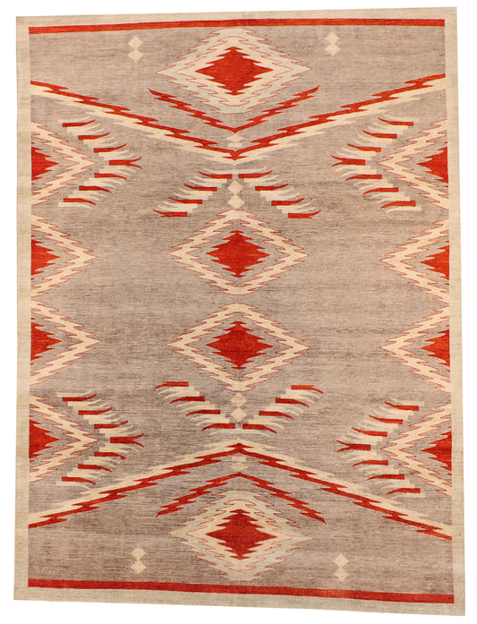 W 8.10 L 12 Mountain Modern 100% Wool Handmade All Over Design - 64043