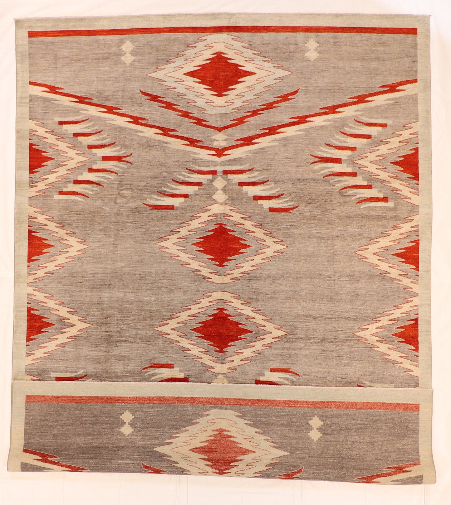 W 8.10 L 12 Mountain Modern 100% Wool Handmade All Over Design - 64043