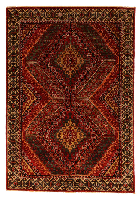 4x6 - Gegen Wool Geometric Rectangle - Hand Knotted Rug