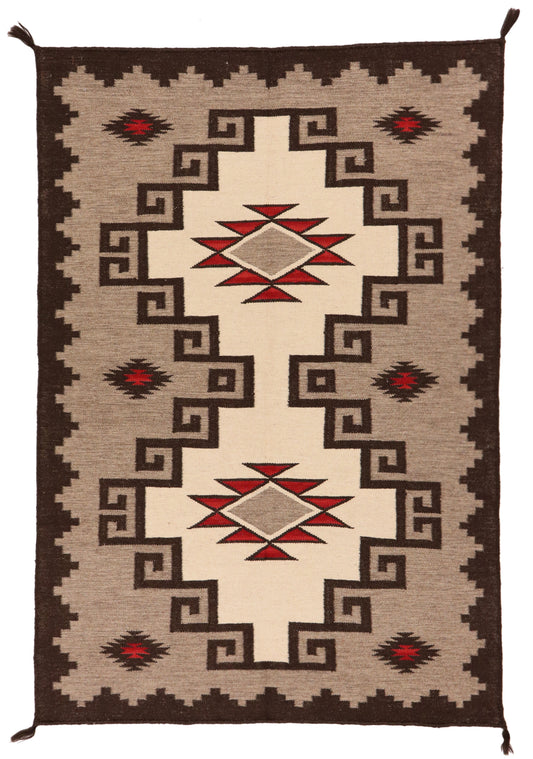 4x6 - Navajo Fine/Wool Geometric Rectangle - Hand Knotted Rug