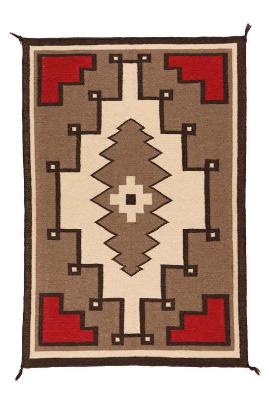 4x6 - Navajo Fine/Wool Geometric Rectangle - Hand Knotted Rug