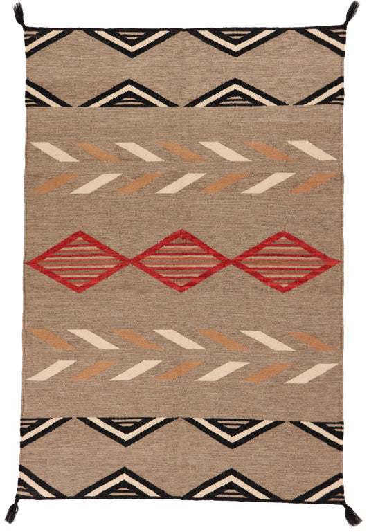 4x6 - Navajo Fine Wool All Over Rectangle - Hand Knotted Rug