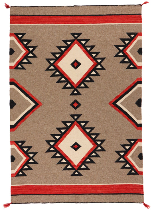 4x6 - Navajo Fine Wool All Over Rectangle - Hand Knotted Rug