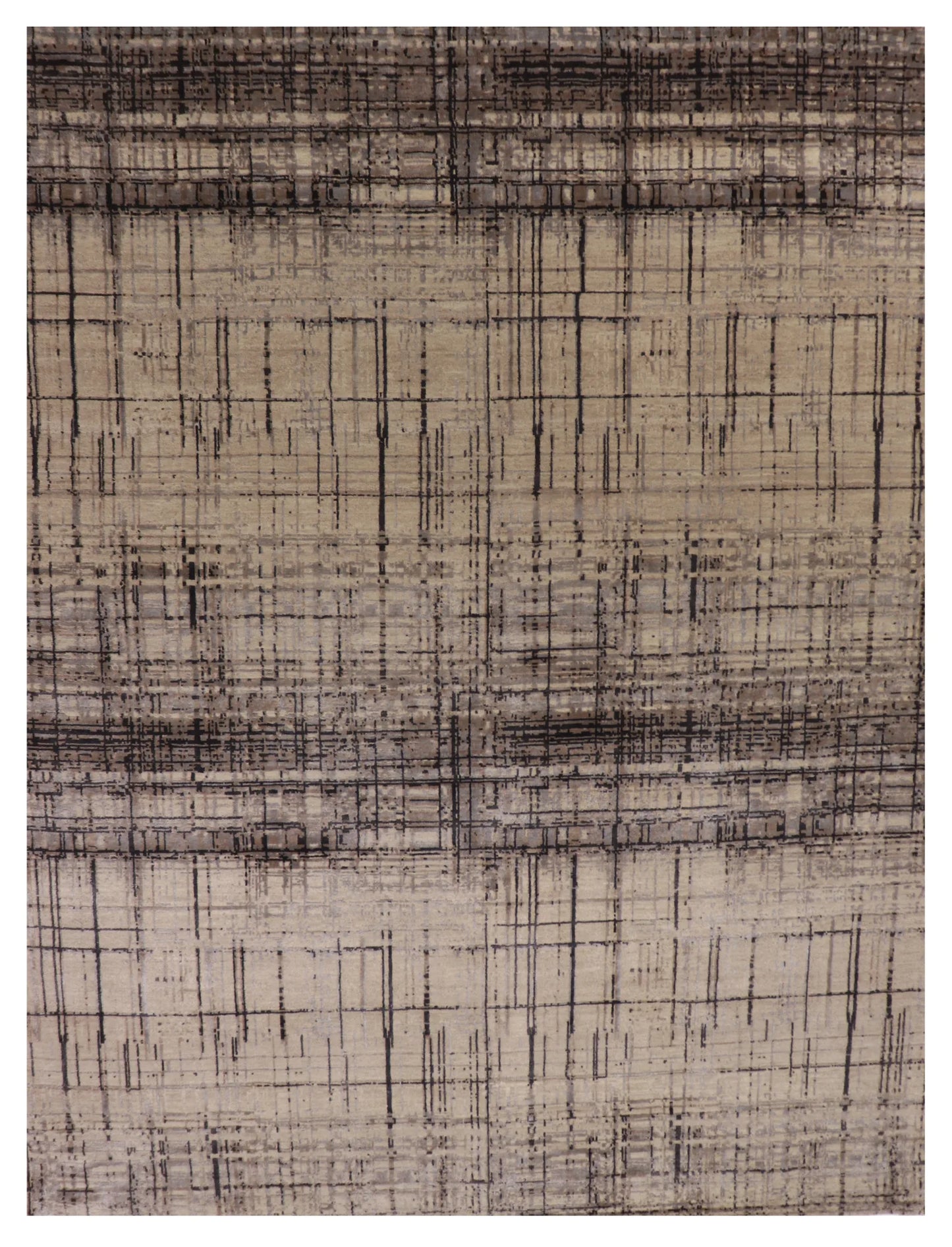 8x10 - Modern Wool/Silk All Over Rectangle - Hand Knotted Rug — 65000