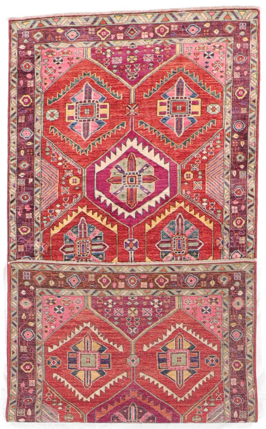 4.3x9.11 Wide Runner  - Hamadan Fine/Wool Geometric Rectangle - Hand Knotted Rug — 65350
