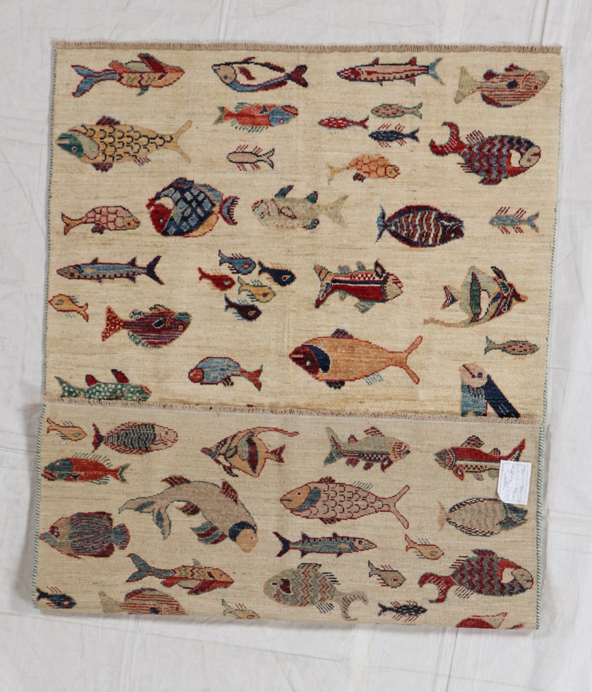 4x6 - Fish Wool All Over Rectangle - Hand Knotted Rug