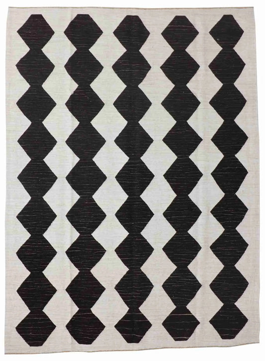 W 8.1 - L 10.10 - Modern Wool Contemporary Rectangle - Finest Hand-Knotted Quality Wool - 65735