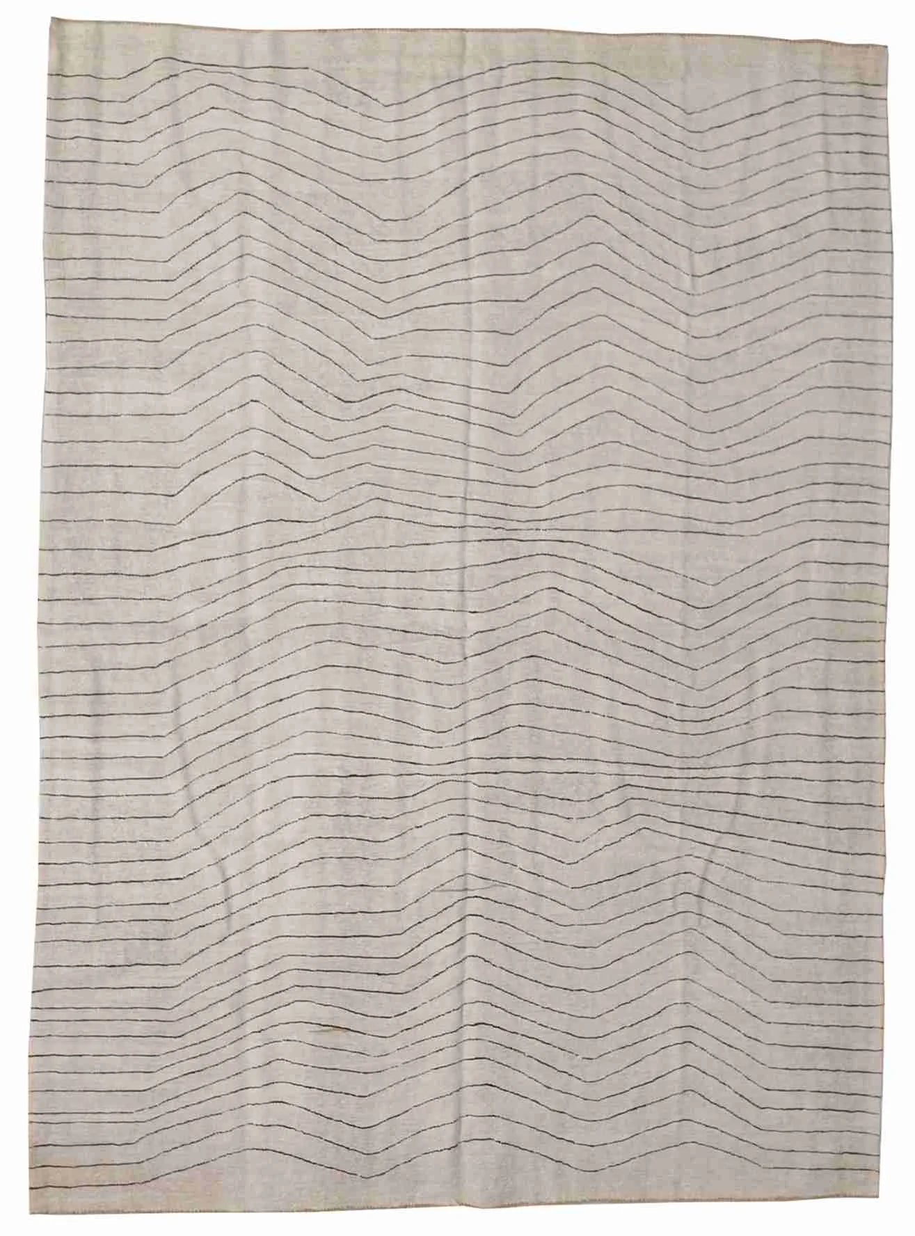 W 7.8 - L 10.5 - Modern Wool Contemporary Rectangle - Finest Hand-Knotted Quality Wool - 65738
