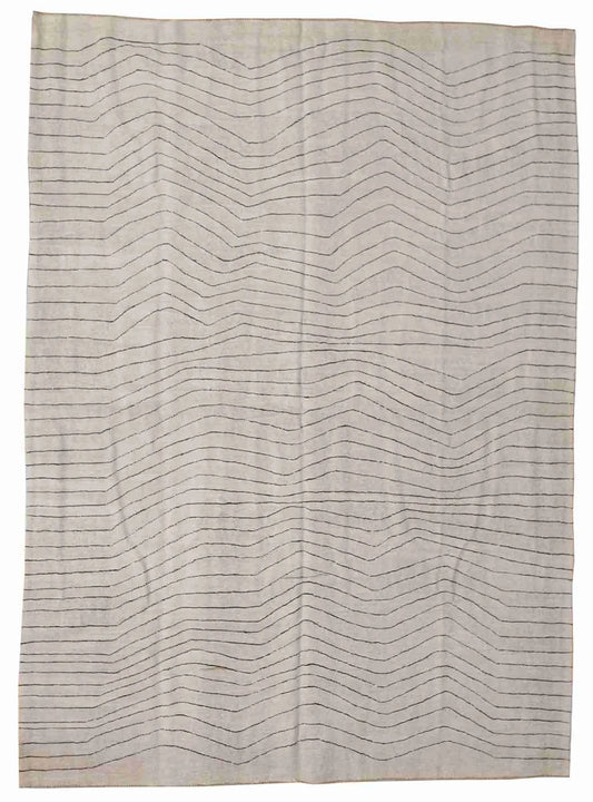 W 7.8 - L 10.5 - Modern Wool Contemporary Rectangle - Finest Hand-Knotted Quality Wool - 65738
