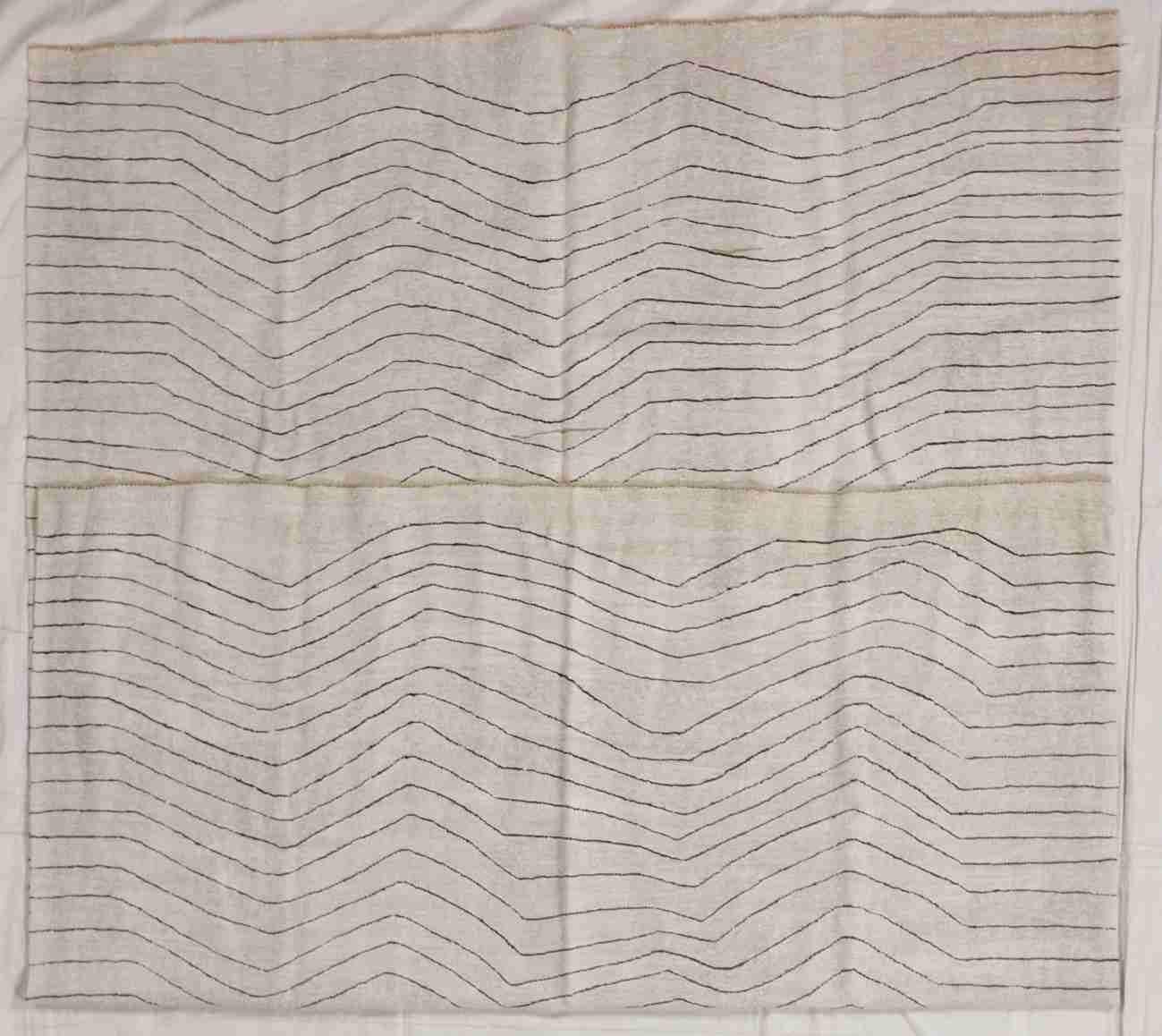 W 7.8 - L 10.5 - Modern Wool Contemporary Rectangle - Finest Hand-Knotted Quality Wool - 65738