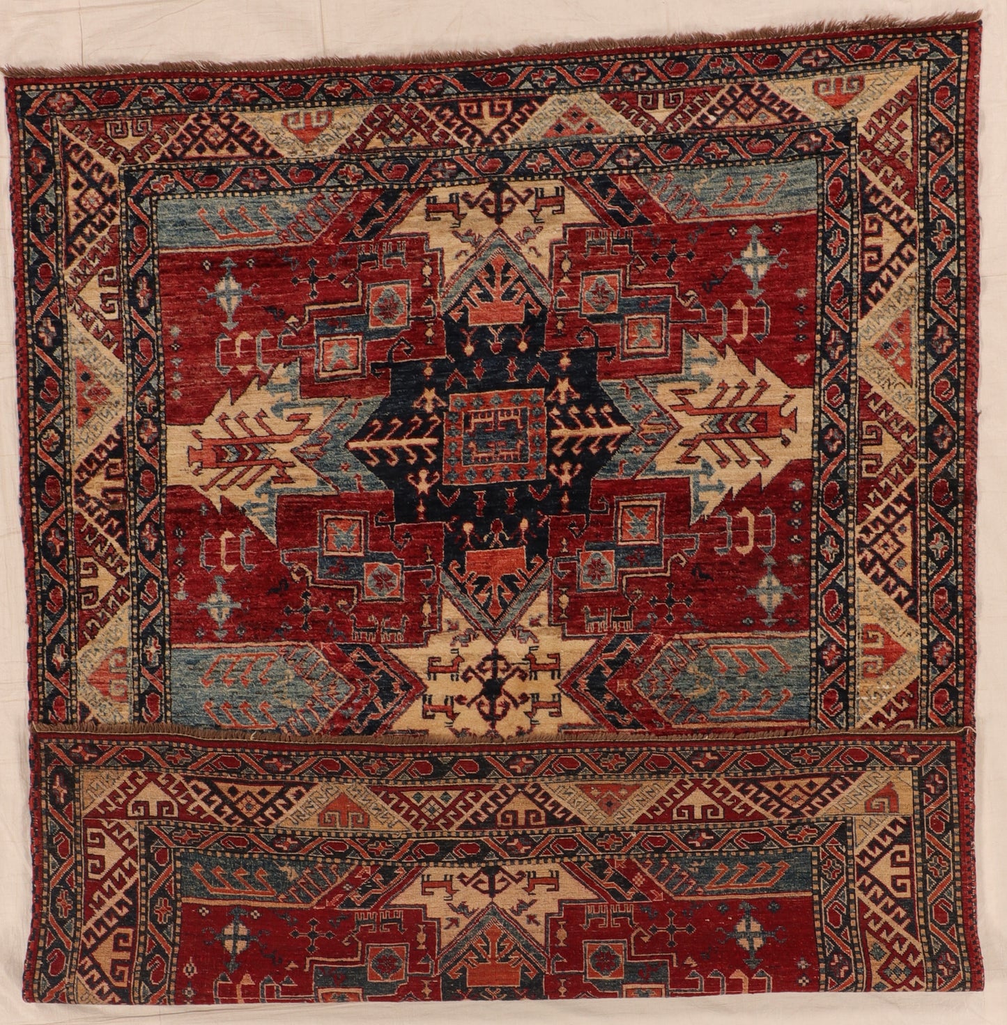 7x10 - Kazak Fine Geometric Rectangle - Hand Knotted Rug