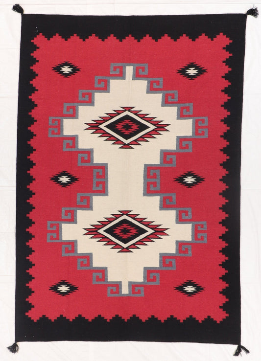 6 x 9 - Kilim Navajo Fine/Wool All Over Rectangle - Hand Knotted Rug — 66497