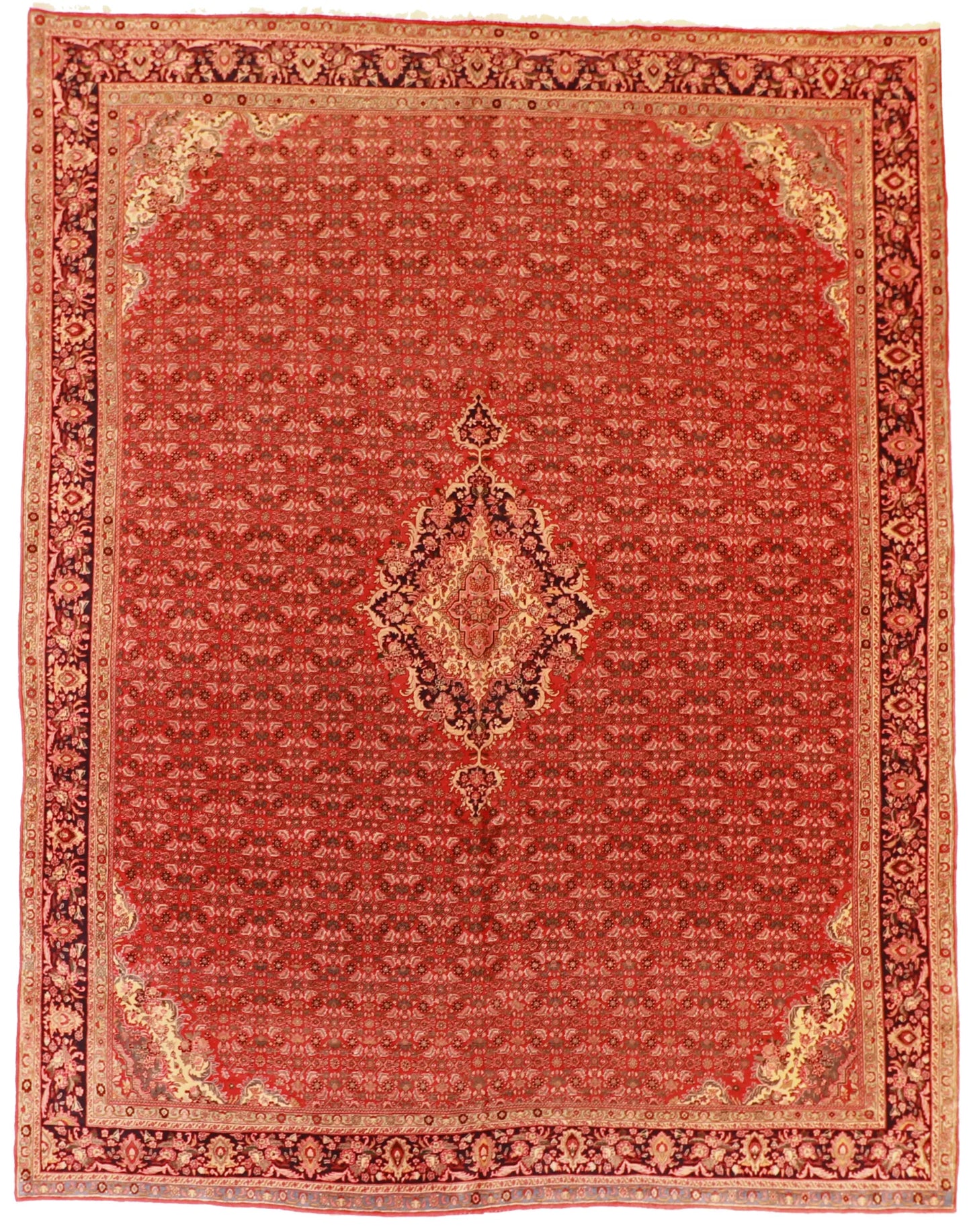 W 10 - L 12.10 - Bijar Wool Floral Rectangle - Finest Hand-Knotted Quality Wool - 6859