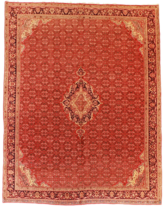 W 10 - L 12.10 - Bijar Wool Floral Rectangle - Finest Hand-Knotted Quality Wool - 6859