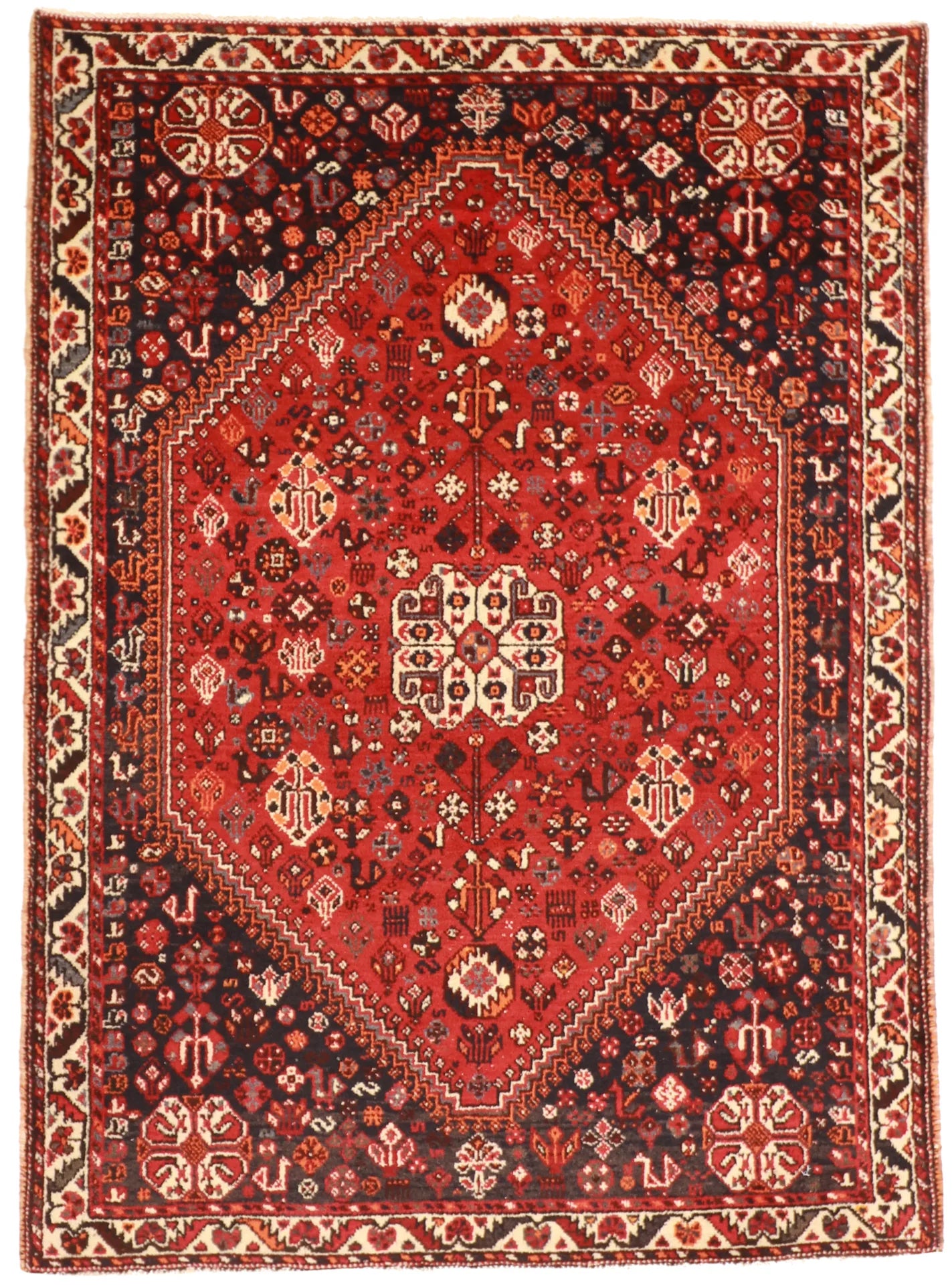 5x7 - Shirvan Wool Geometric Rectangle - Hand Knotted Rug — 7349