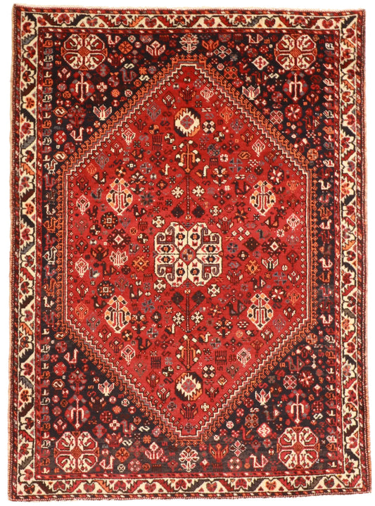 5x7 - Shirvan Wool Geometric Rectangle - Hand Knotted Rug — 7349