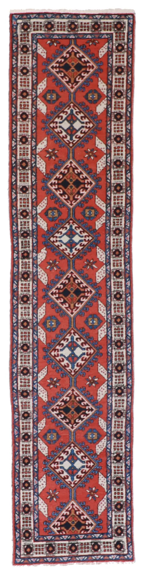 W 2.6 - L 10.9 - Mishkabad Fine Geometric Rectangle - Hand Woven Rug - 7361