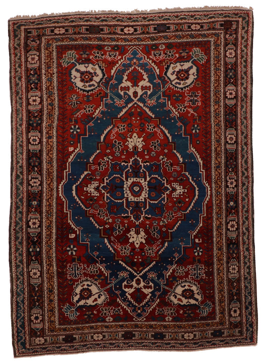 5x7 - Caucasian Antique/Wool Geometric Rectangle - Hand Knotted Rug