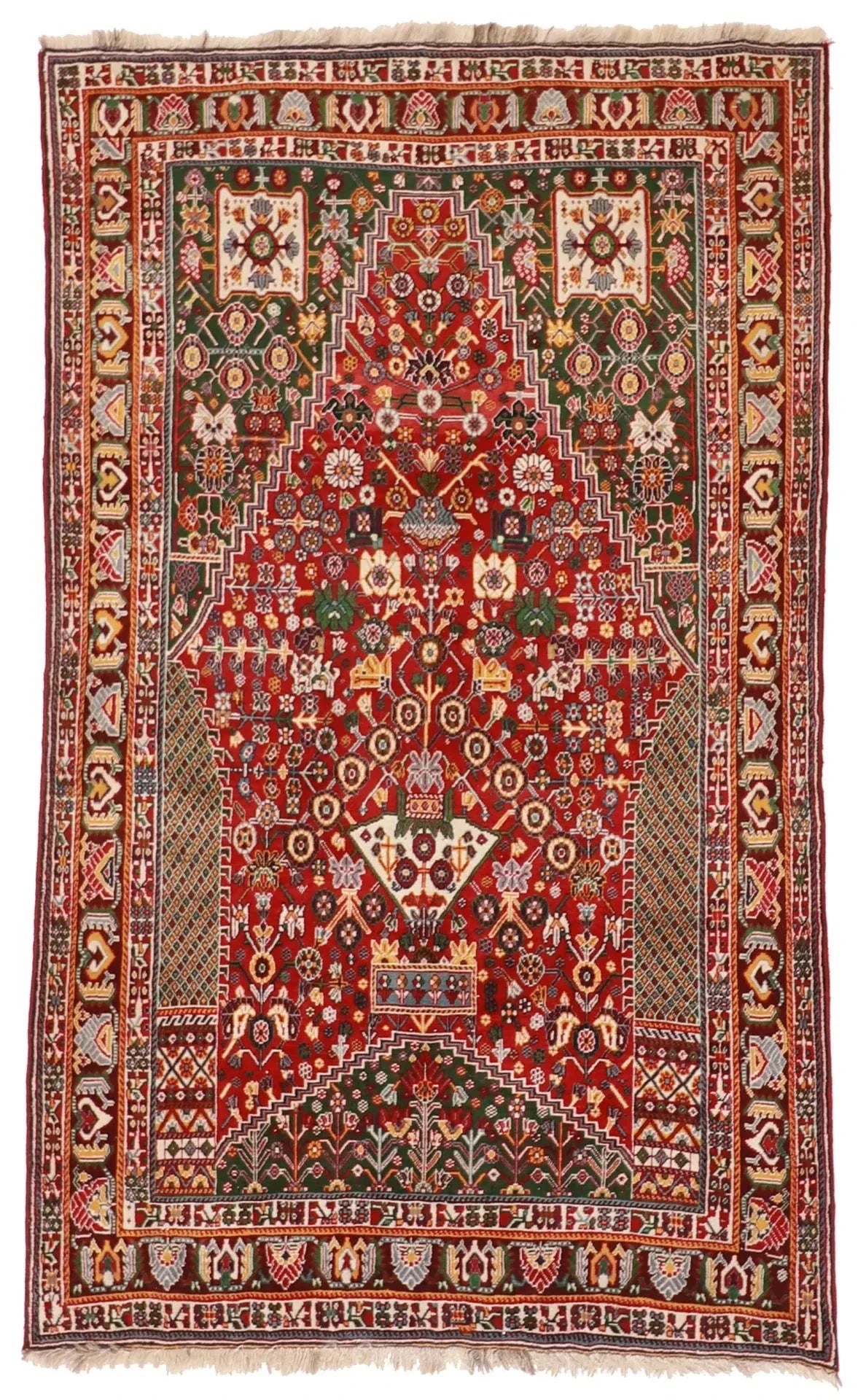 5x7 - Gashgai Fine Wool Geometric Rectangle - Hand Knotted Rug — 8911
