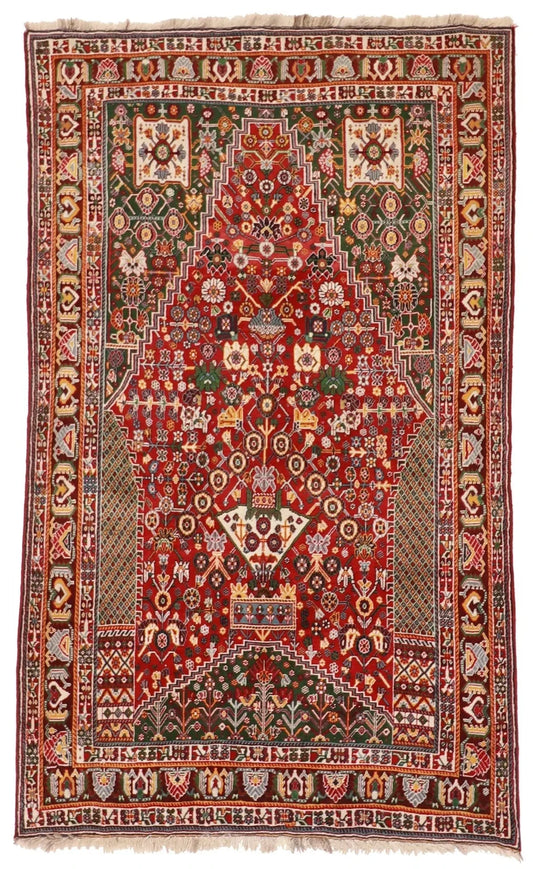 5x7 - Gashgai Fine Wool Geometric Rectangle - Hand Knotted Rug — 8911