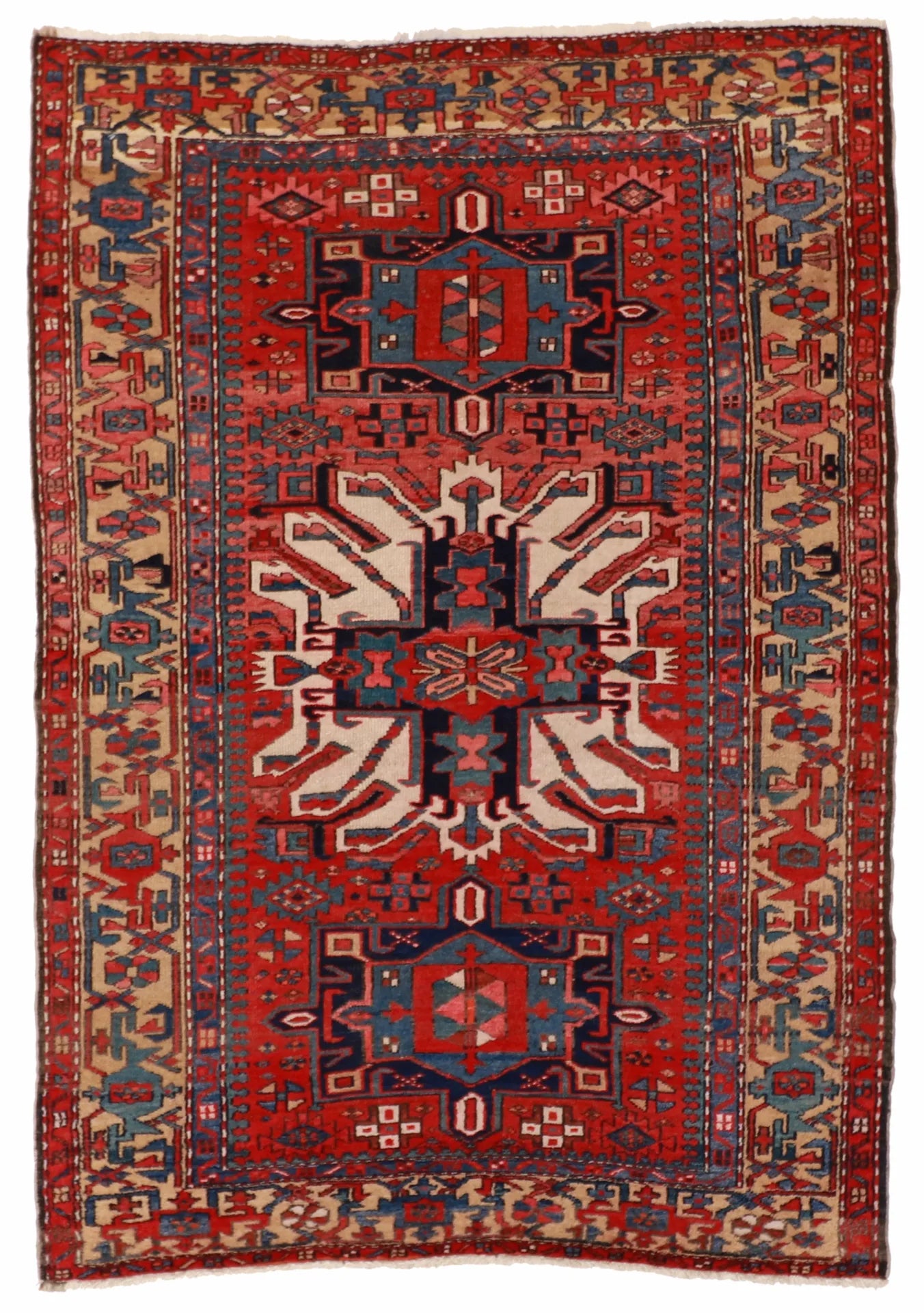 W 4.9 - L 6.8 - Ahar Wool Traditional Rectangle - Finest Hand-Knotted Quality Wool - 9031