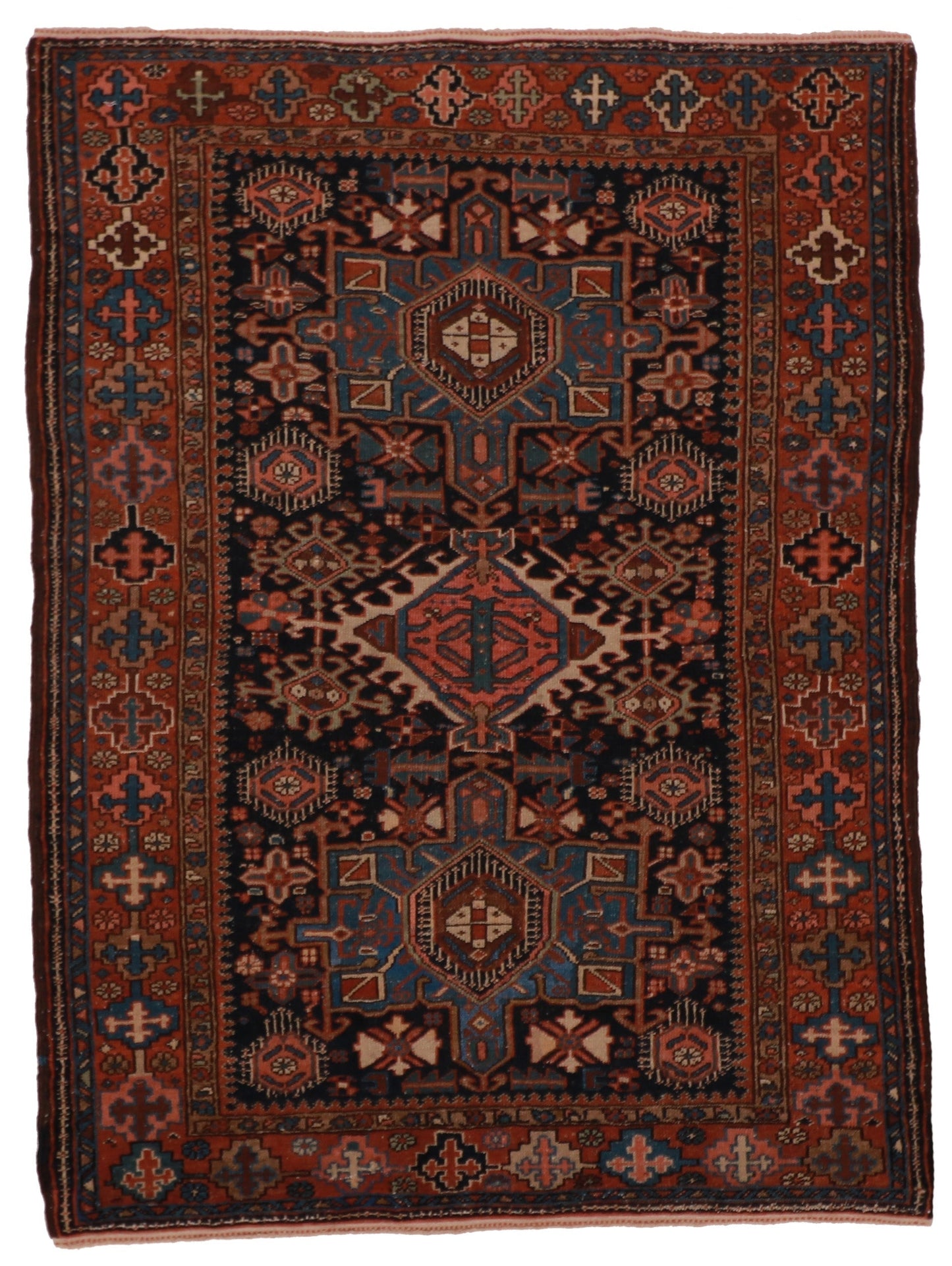 5x7 - Karajeh Antique/Wool Geometric Rectangle - Hand Knotted Rug
