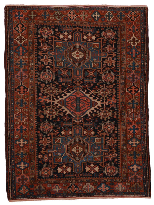 5x7 - Karajeh Antique/Wool Geometric Rectangle - Hand Knotted Rug