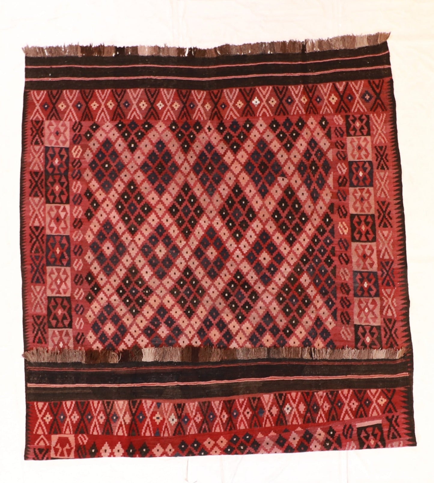 7x10 - Kilim Wool Geometric Rectangle - Hand Knotted Rug