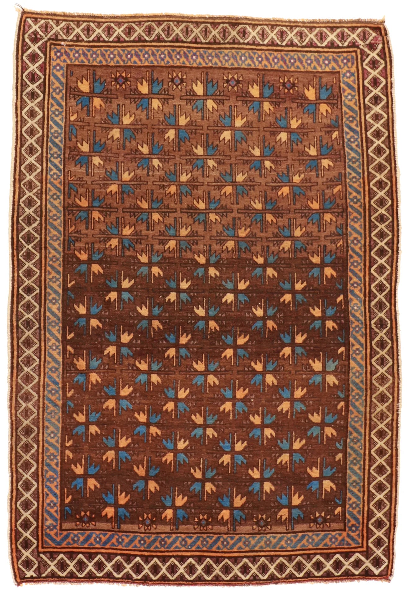 4x6 - Baluch Fine/Wool Geometric Rectangle - Hand Knotted Rug