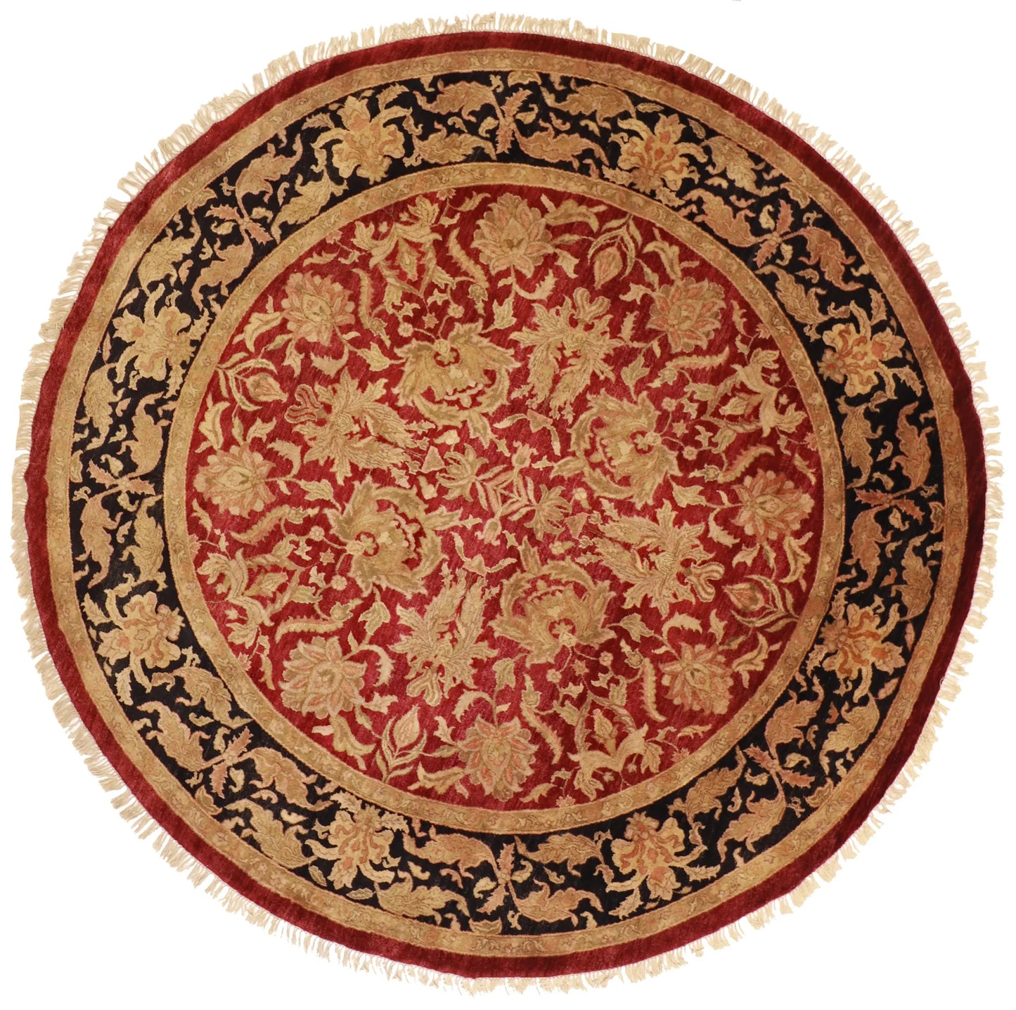 Round - Mashad Fine Wool Floral - Hand Knotted Rug